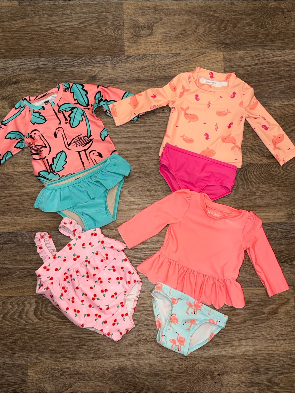 Multiples baby Girls' Swim Mix in Coral, Pink & Aqua (6-9m)